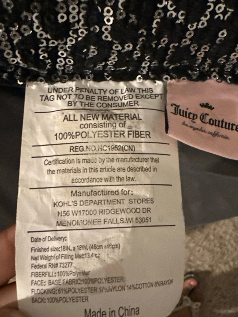 Juicy Couture black cheetah pillow
